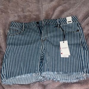 Pinstripe denim jeans shorts